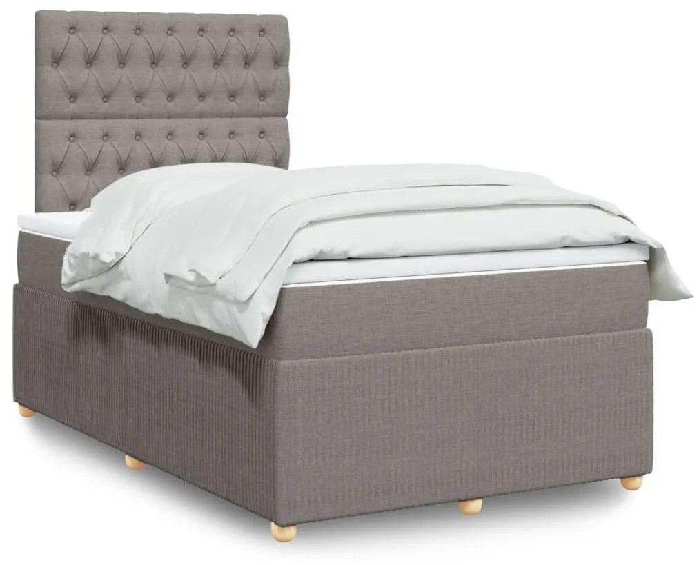 Cama boxspring c/ colchão 120x190cm tecido castanho-acinzentado