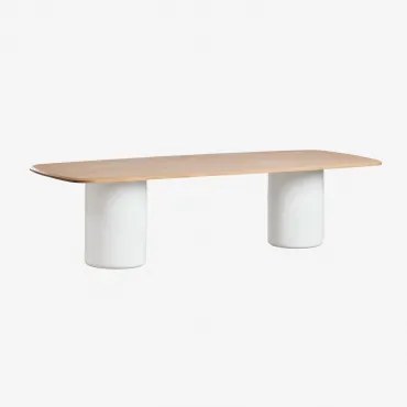 Rectangular Dining Table 270x110 Cm In Acacia Wood Leighton Marrom Acácia Claro & Branco Brilhante - Sklum
