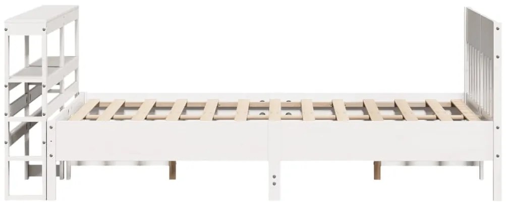 Cama sem colchão 140x190 cm madeira de pinho maciça branco
