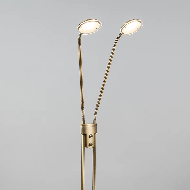 Candeeiro de pé moderno bronze com luz de leitura incl. LED - Eva Moderno