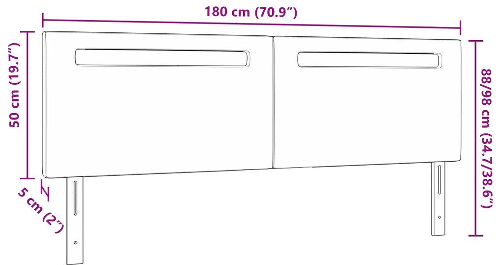 Cabeceira vidaXL Design Simples Preto 180 cm Couro Sintético