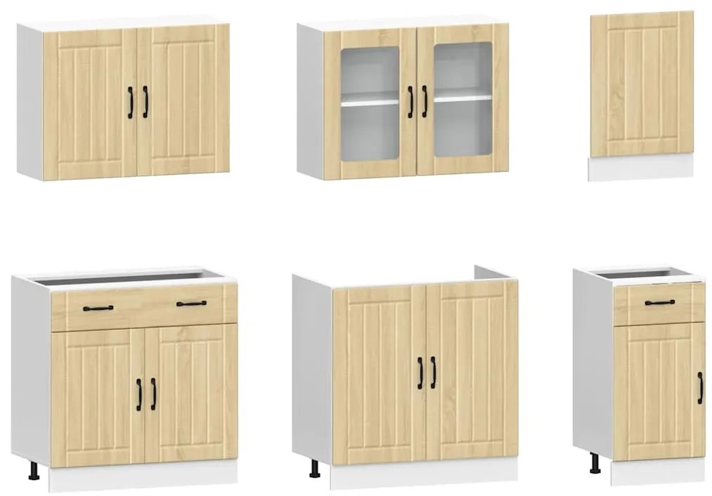 7 peças armário de cozinha conjunto Kalmar sonoma carvalho