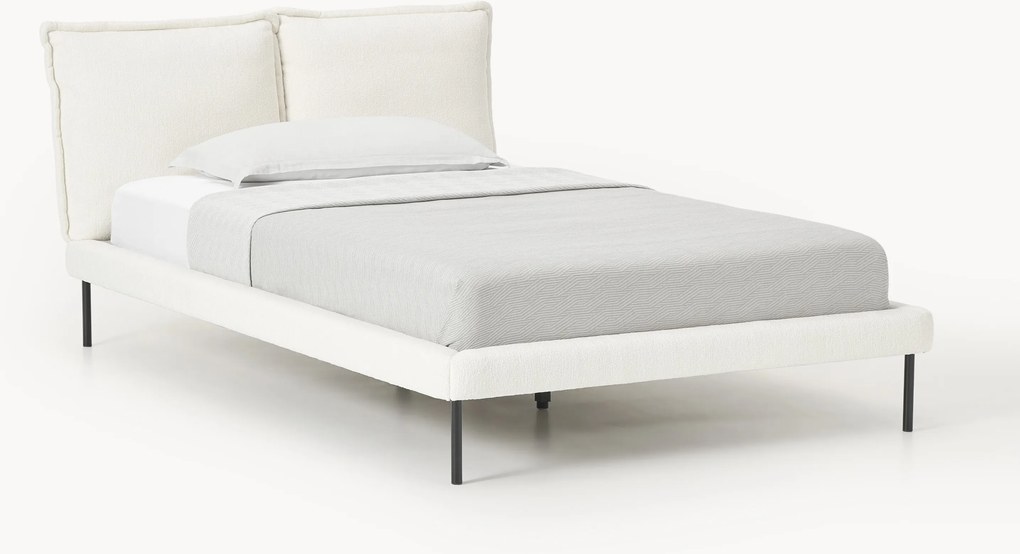 Cama de solteiro estofada em teddy-bouclé Amelia