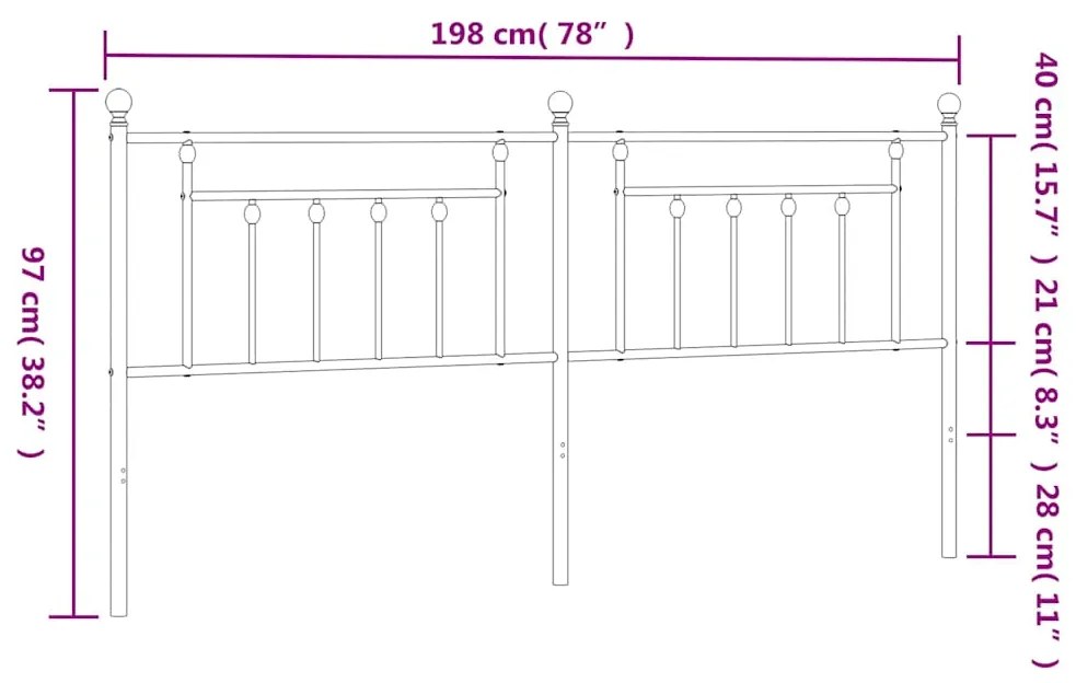 Cabeceira de cama 193 cm metal preto