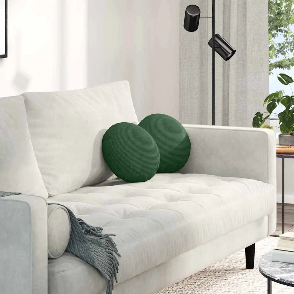 vidaXL Almofadas de Assento 2 pcs Verde Escuro Ø 30 cm