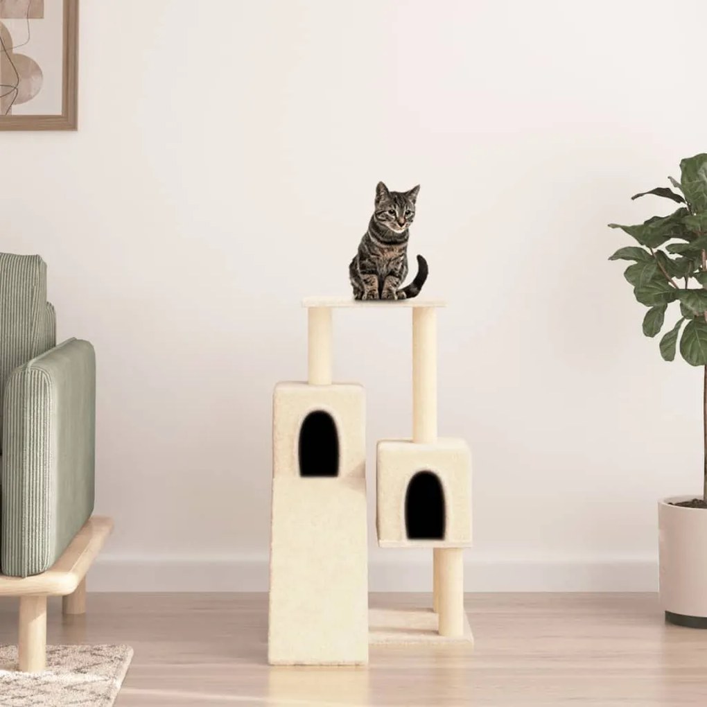 vidaXL Árvore para gatos c/ postes arranhadores sisal 82 cm cor creme