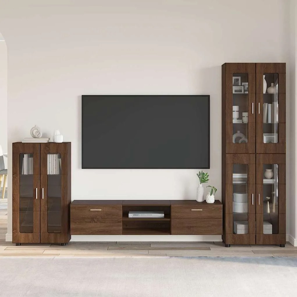 vidaXL Conjunto de móvel de TV Carvalho Marrom Madeira processada