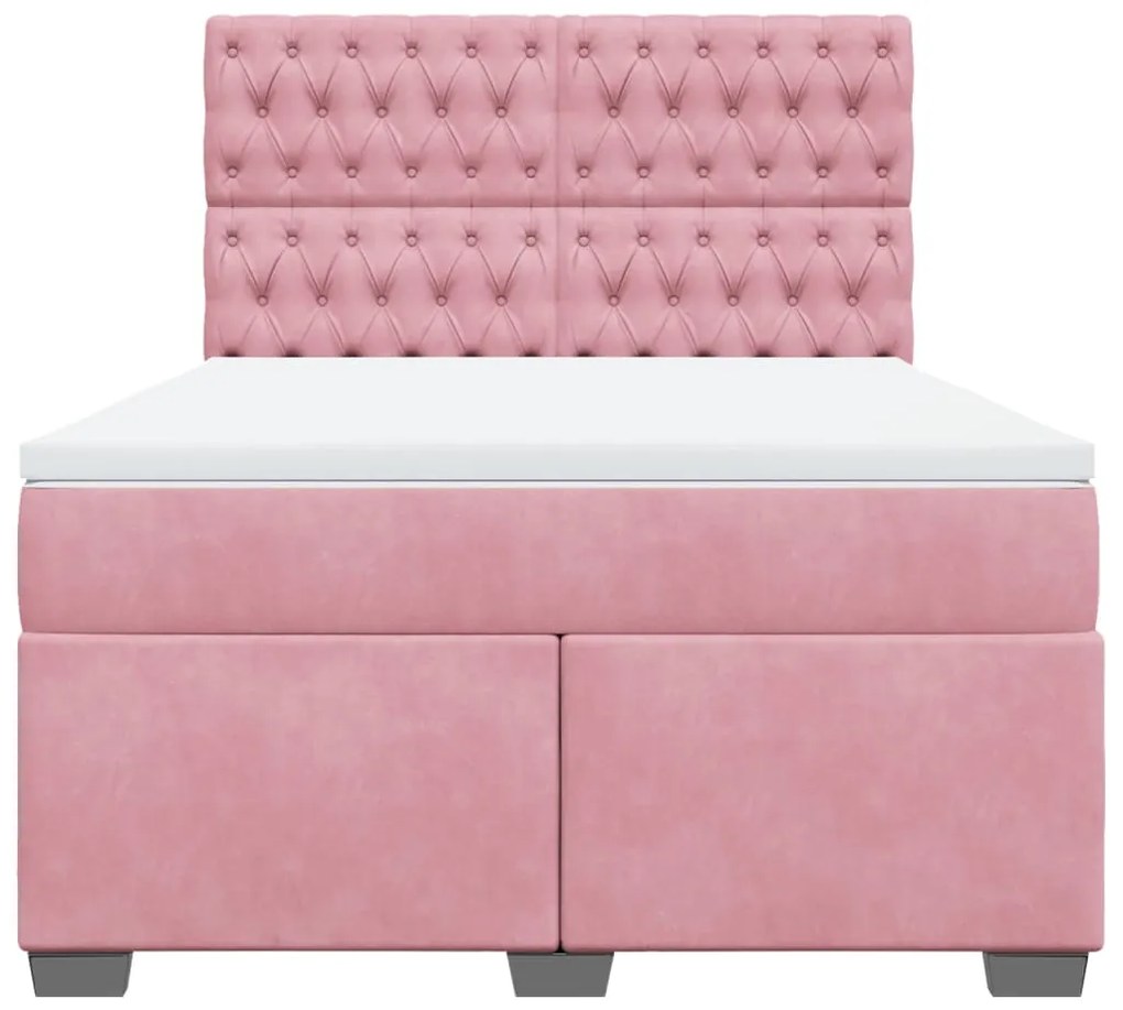Cama com molas/colchão 140x200 cm veludo rosa