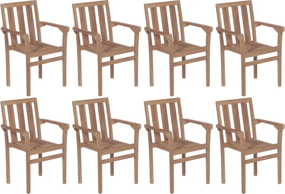 vidaXL Cadeiras de jardim empilháveis 8 pcs madeira de teca maciça