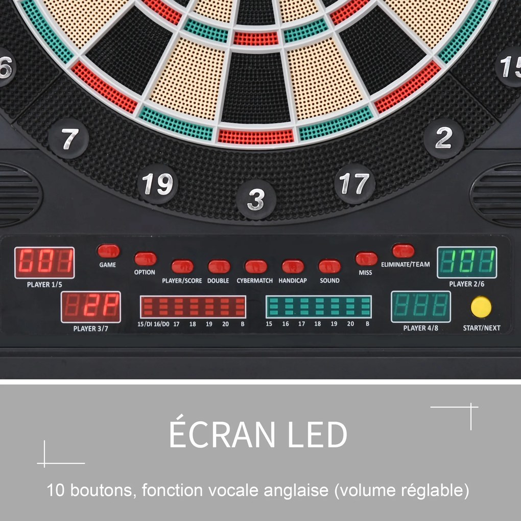 Alvo de dardos eletrónico com tampa, 27 jogos, 202 variações, até 8 jogadores, ecrã LED, altifalante, 12 dardos e 30 pontas flexíveis de substituição,