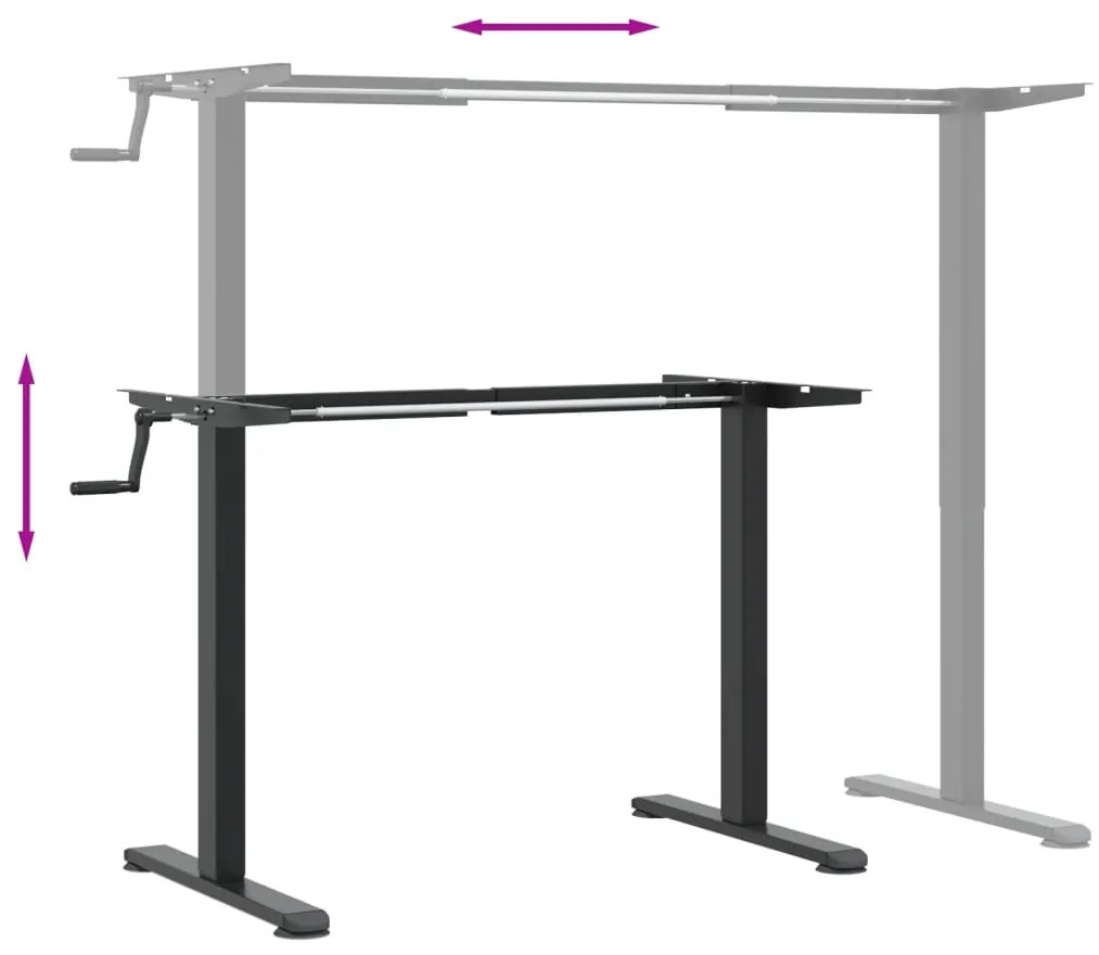 Estrutura de secretária de pé (94-135)x60x(70-114)cm aço preto