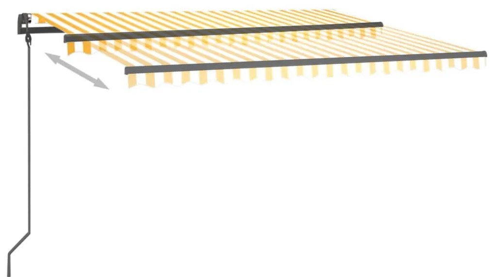 Toldo automático c/ LED e sensor de vento 4x3 m amarelo/branco