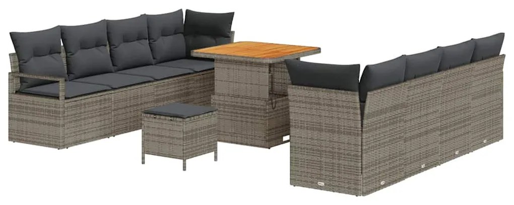 Conjunto de Sofá de Jardim de 11 Peças vidaXL com Almofadas Cinza em R