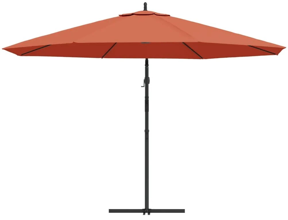 Guarda-sol cantilever com poste de alumínio 350 cm terracota