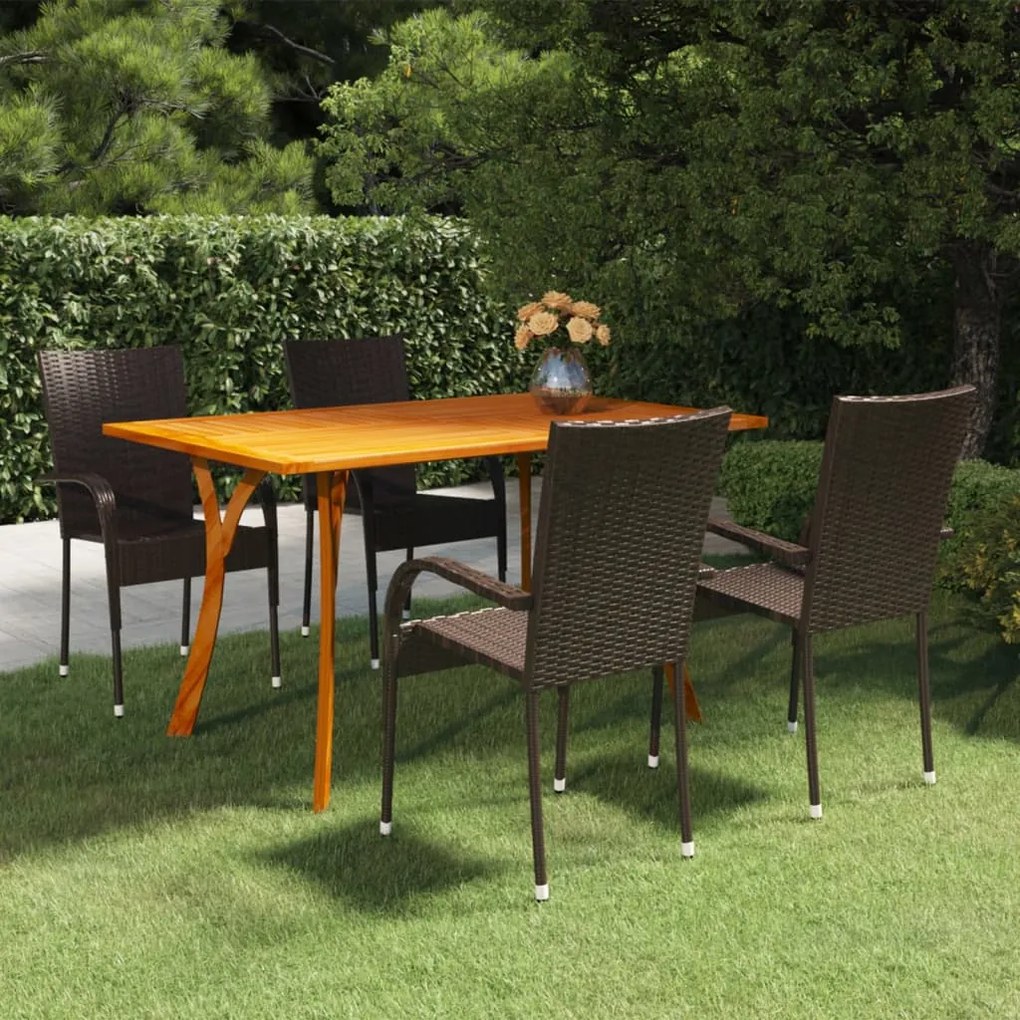 vidaXL 5 pcs conjunto de jantar para jardim castanho