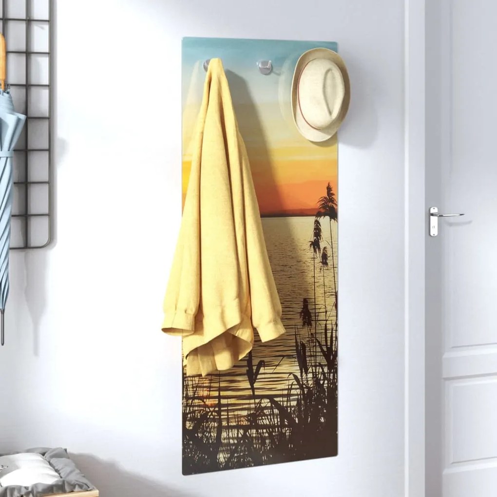 322279 vidaXL Cabide de parede 125x50 cm vidro temperado sunshine lake