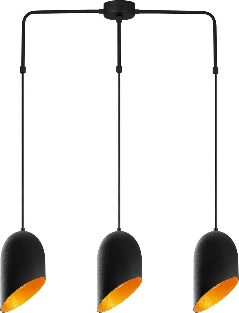 Candeeiro de Teto Kesik – Preto e Dourado – 76 x 12 cm