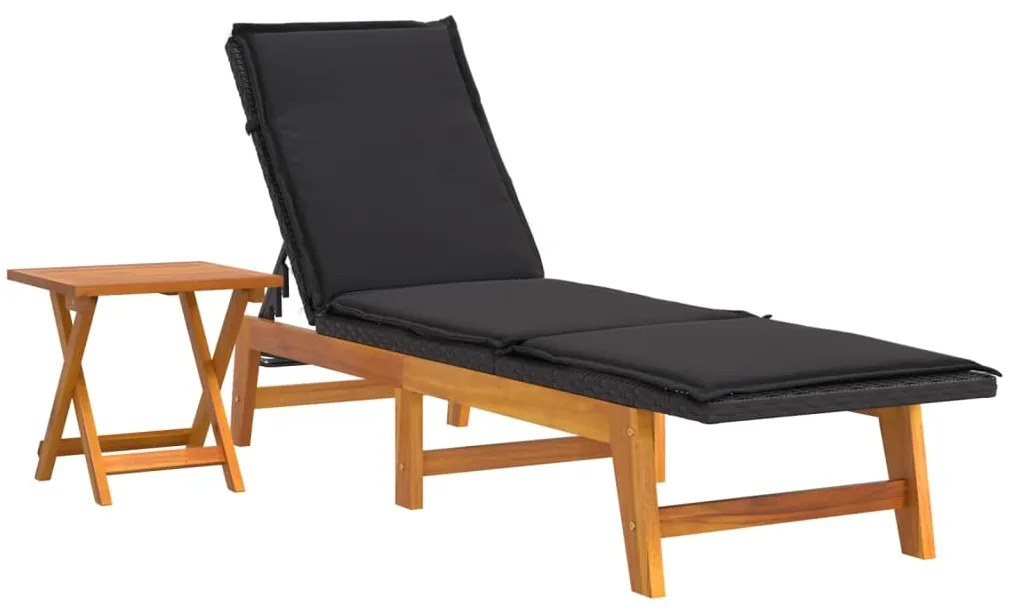 3 pcs conjunto lounge para jardim vime PE e acácia maciça