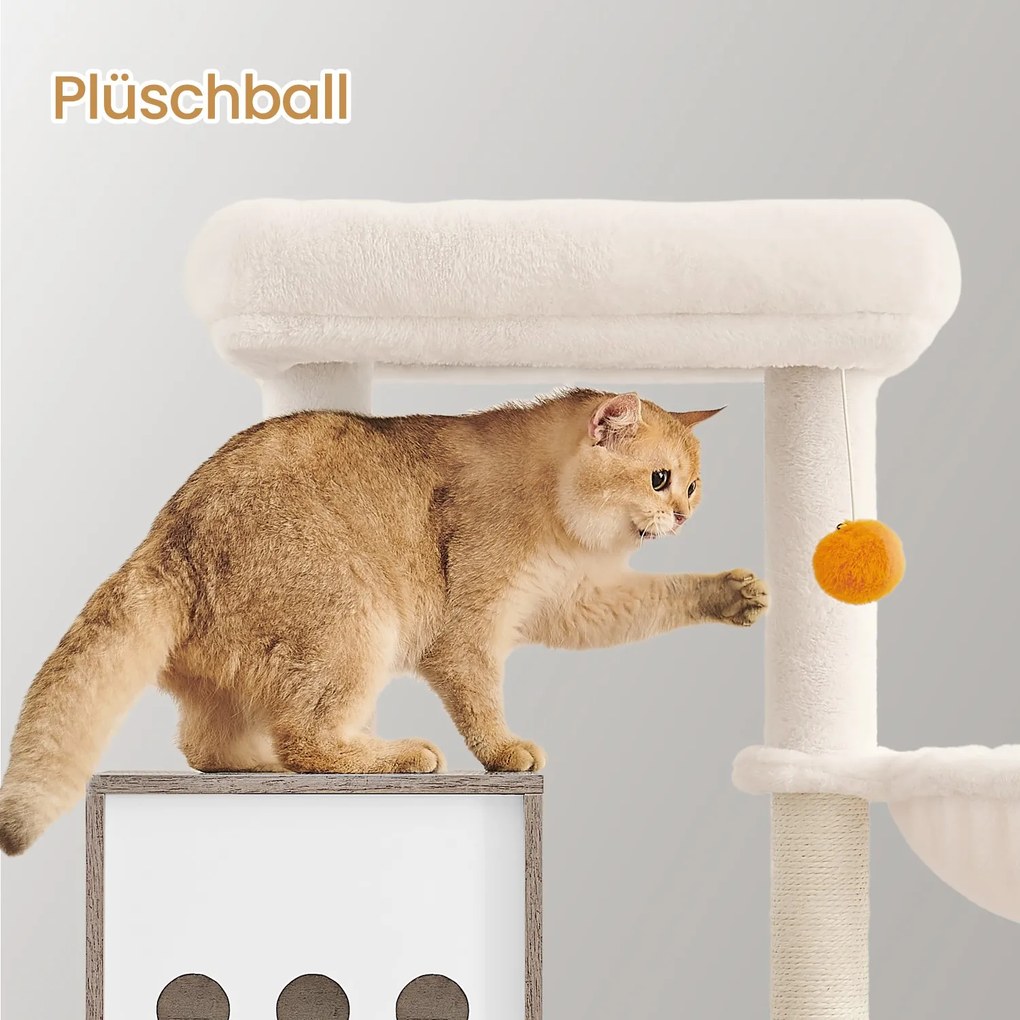 Arranhador para gatos 2 em 1 com caixa de areia 60 x 52 x 185 cm (C x L x A) Greige