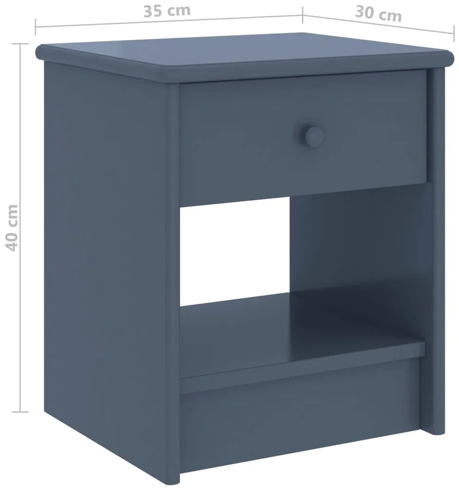 Mesa de cabeceira 35x30x40 cm pinho maciço cinzento-claro