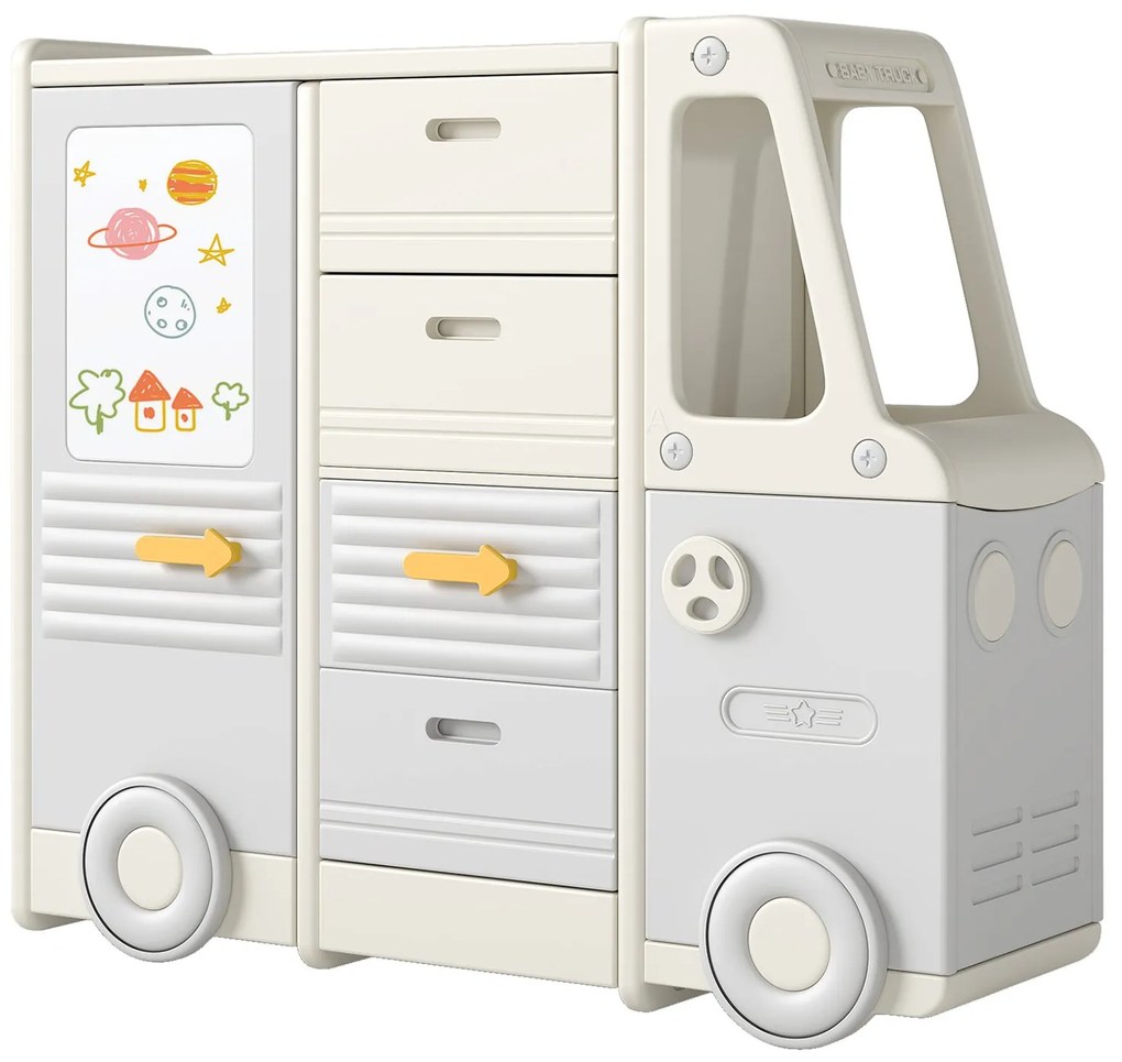 Estante infantil em formato de casa com 2 compartimentos de armazenamento para quarto infantil e sala de jogos - branca