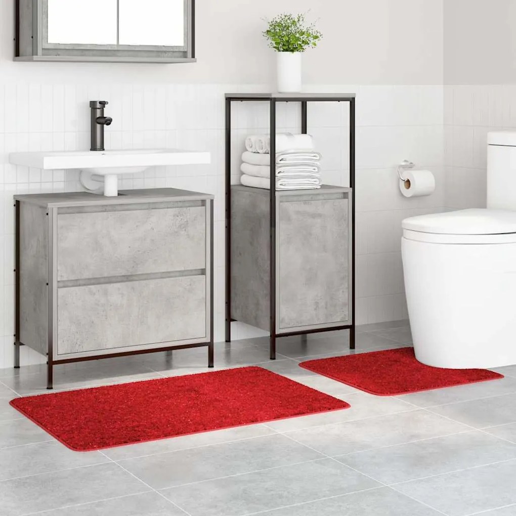 Conjunto de 2 Tapetes de Banho vidaXL Vermelho Polipropileno Antiderra