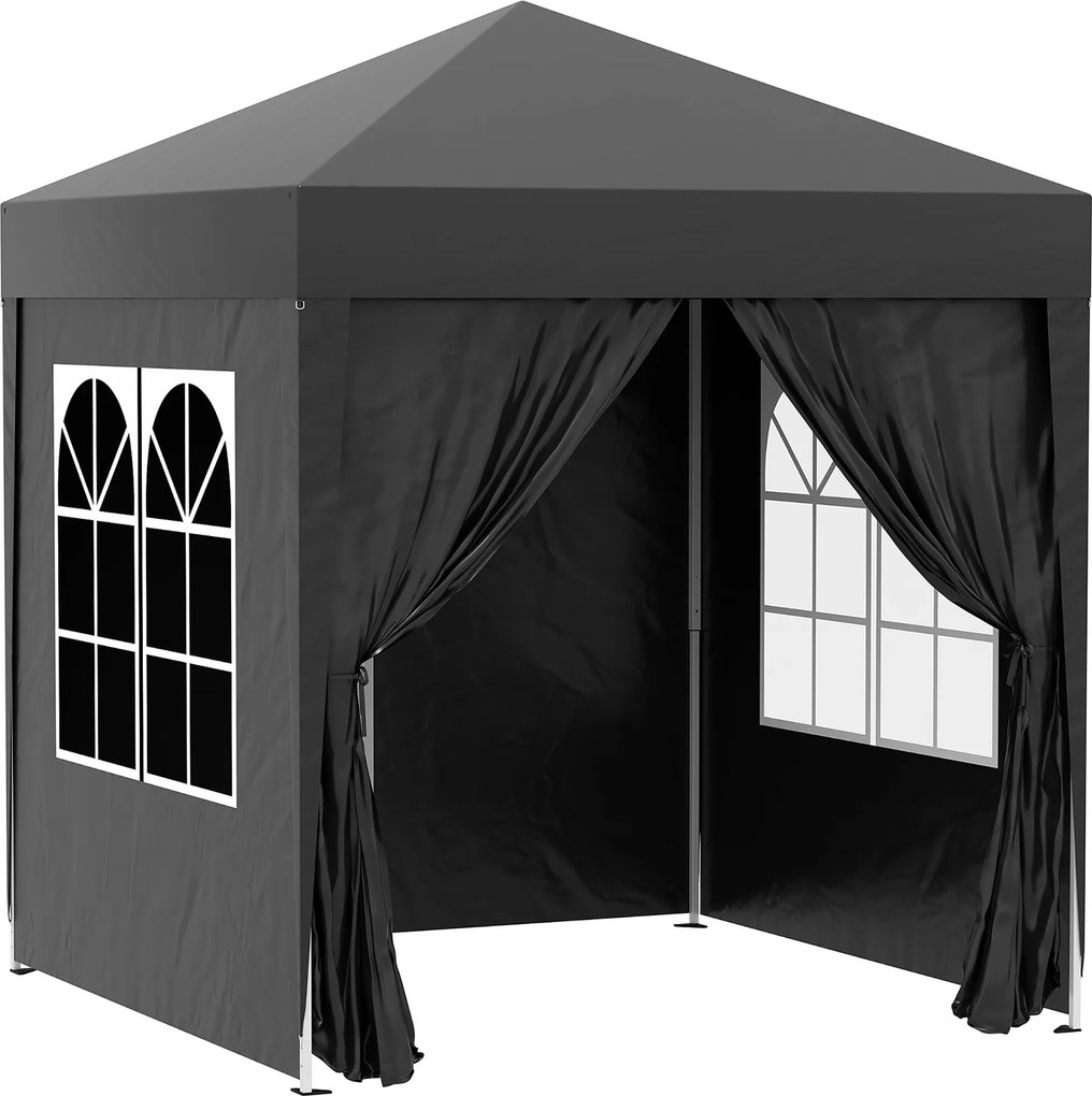 Outsunny Tenda de jardim exterior tenda dobrável pop-up regulável em altura proteção UV 2 x 2 m preto | Aosom Portugal
