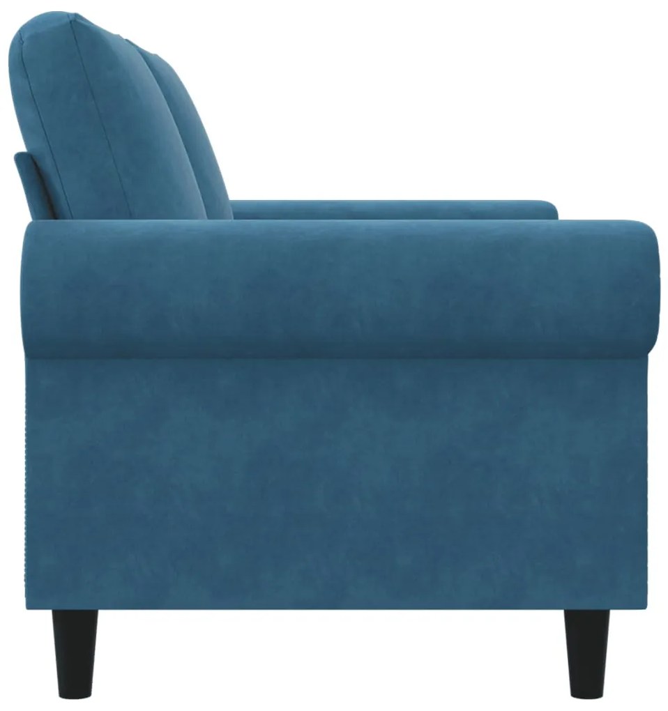 Sofá de 2 lugares veludo 120 cm azul
