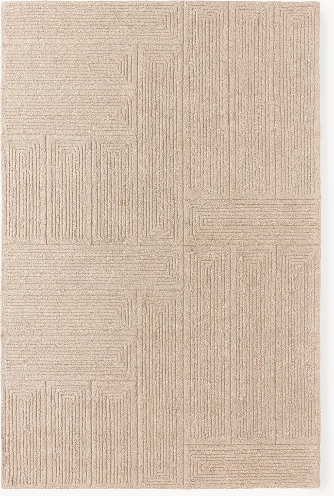 Tapete em lã artesanal com padrão geométrico Alexia