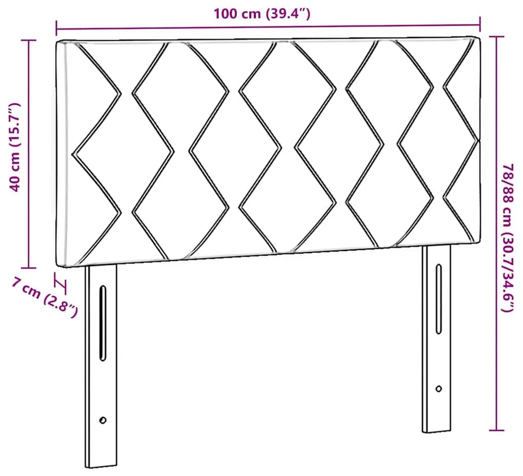 Cabeceira LED vidaXL Design Blocos de Diamante Castanho Escuro 100 cm