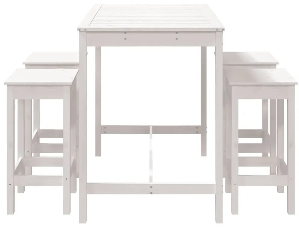 5 pcs conjunto de bar para jardim pinho maciço branco
