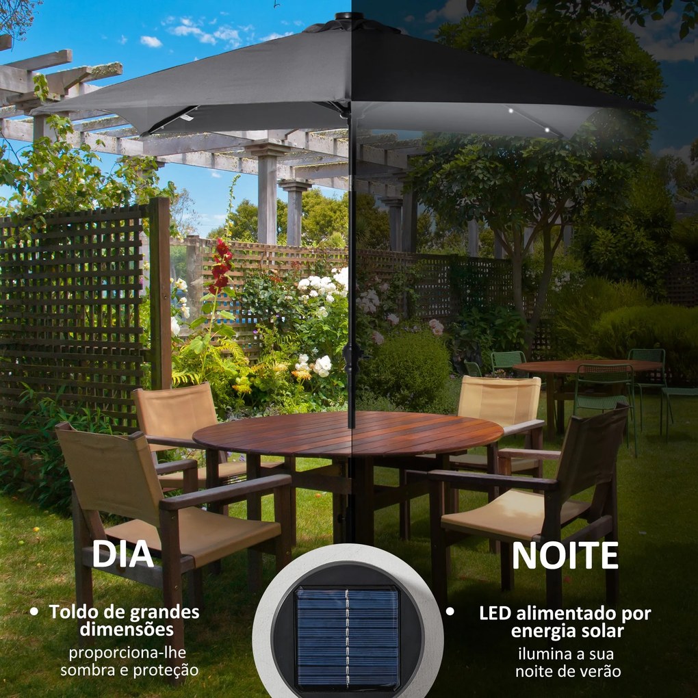 Chapéu de Sol com Luzes LED 268x205x248 cm Chapéu de Sol de Jardim Inc