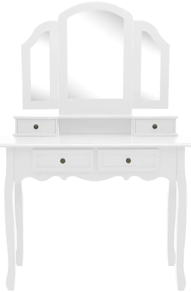 Conj. toucador c/ banco 100x40x146cm madeira paulownia branco