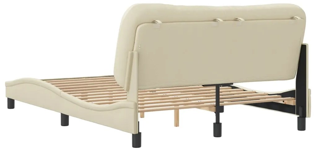 Estrutura de cama c/ cabeceira 140x200 cm tecido cor creme