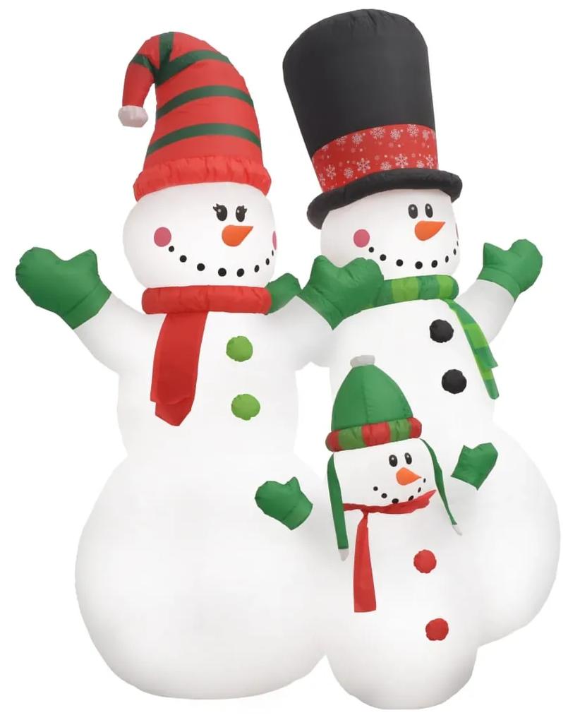 Família bonecos de neve insuflável com luzes LED 240 cm