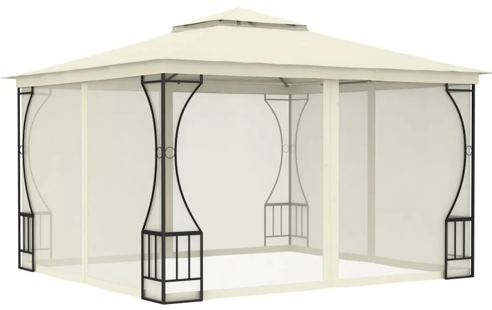 Gazebo com redes 300x300x265 cm creme