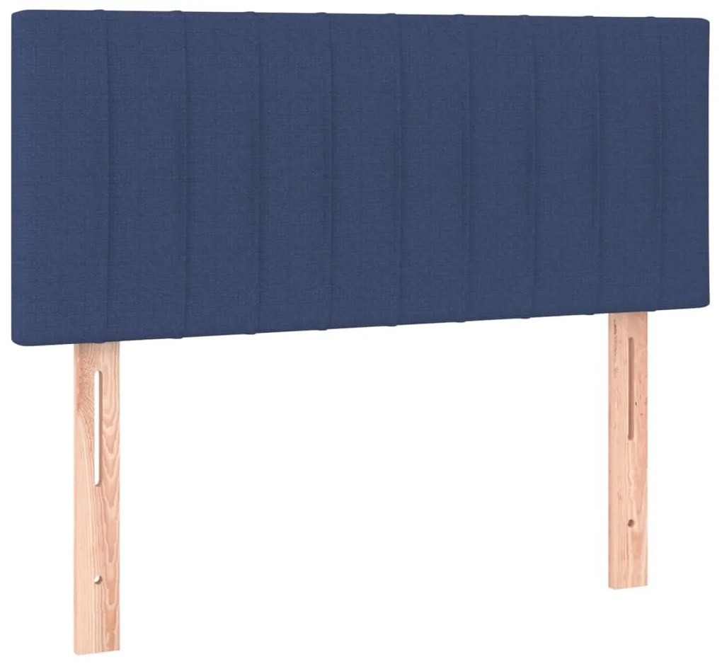 Cabeceira de cama c/ luzes LED tecido 100x5x78/88 cm azul