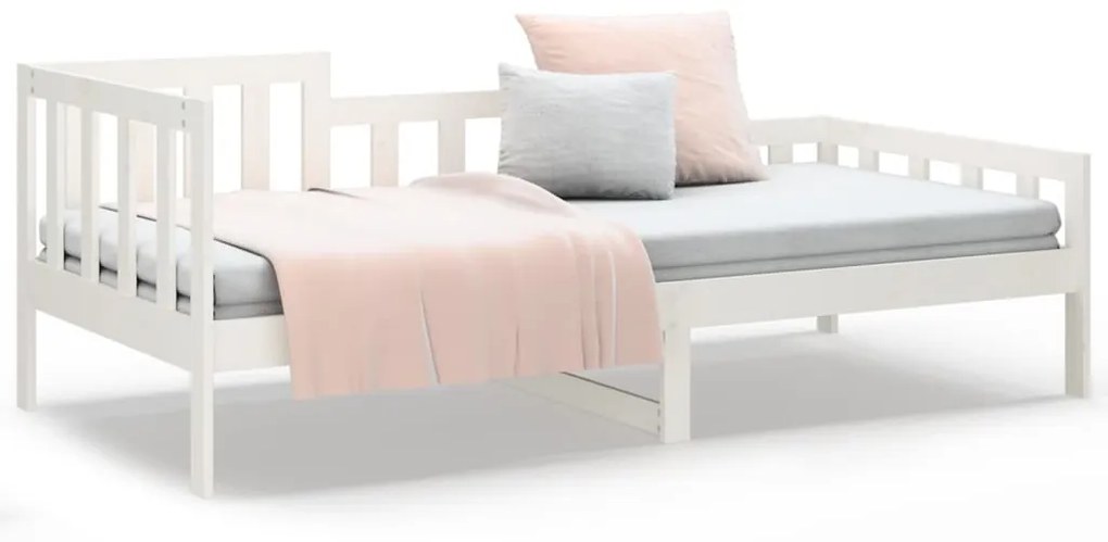 Sofá-cama 90x190 cm madeira de pinho maciça branco