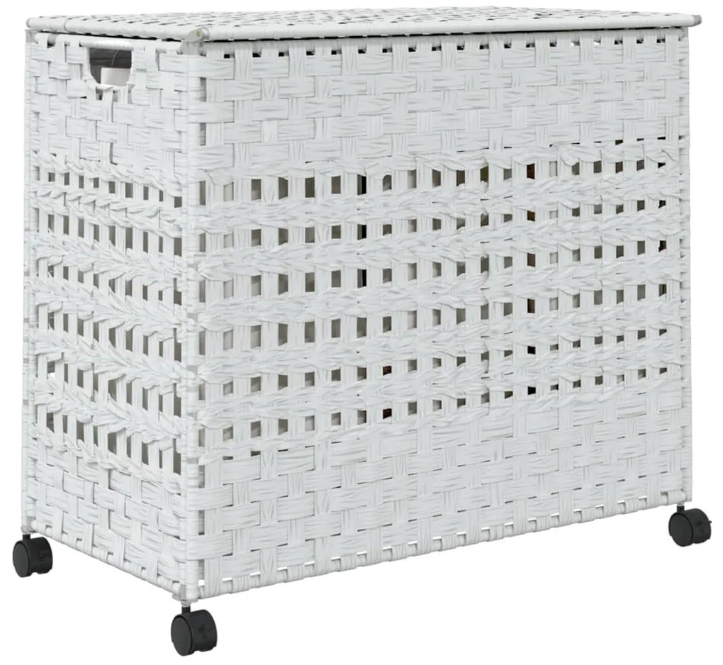 Cesto para roupa suja com rodas 66x35x60 cm vime branco