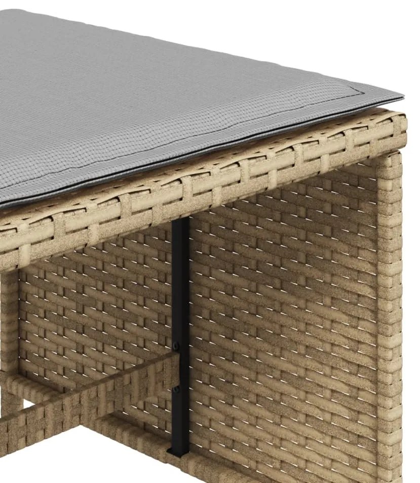 Bancos jardim almofadões 4 pcs 40x40x35 cm vime PE mistura bege