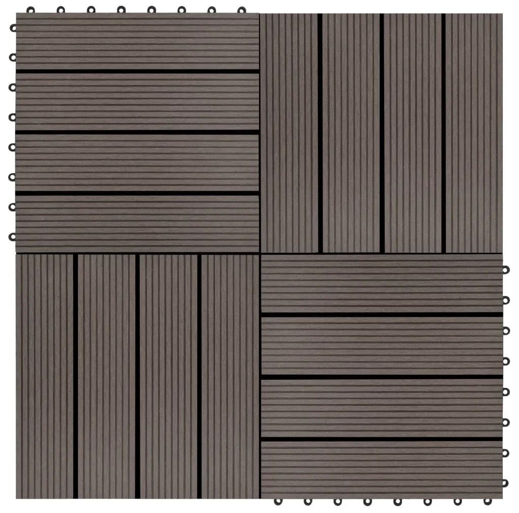Ladrilhos de pavimento 11 pcs WPC 1m² 30x30 cm castanho escuro