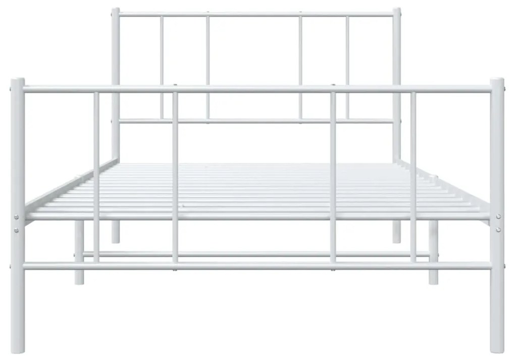 Estrutura de cama com cabeceira e pés 75x190 cm metal branco