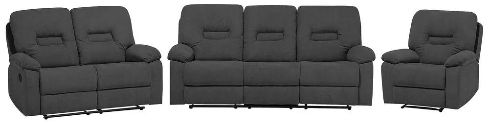 Conjunto de sofás reclináveis em tecido cinzento escuro BERGEN Beliani