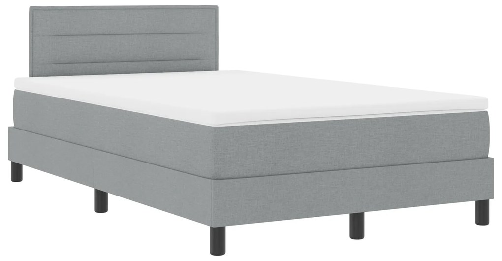 Cama Box Spring com Colchão Cinza Claro 120x190 cm Tecido