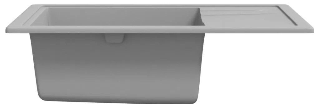 Lava-louça cozinha orifício extravasamento oval granito cinza