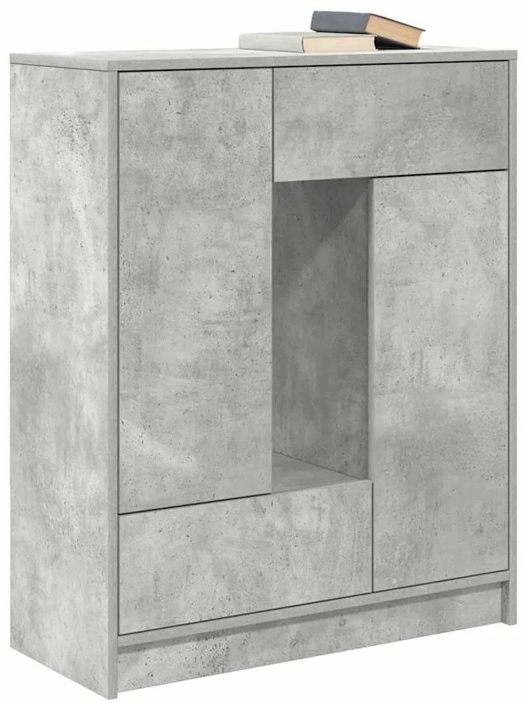 Aparador com gavetas e portas 73x31x90 cm cinza cimento