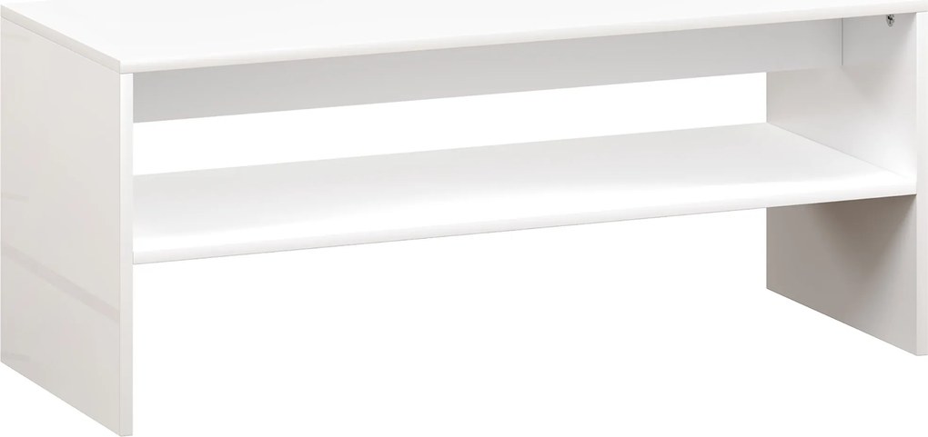 HOMCOM Mesa de Centro Mesa Auxiliar com Compartimento Aberto Mesa de Café para Sala de Estar 100x40x41,5 cm Branco Brilhante | Aosom Portugal