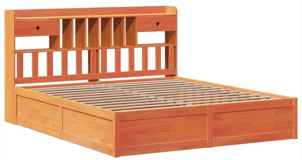 Cama sem colchão 200x200 cm pinho maciço castanho-mel