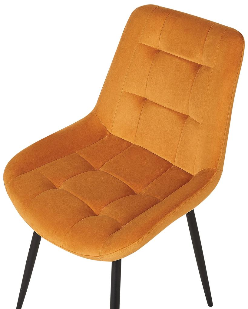 Conjunto de 2 cadeiras de jantar em veludo laranja MELROSE Beliani