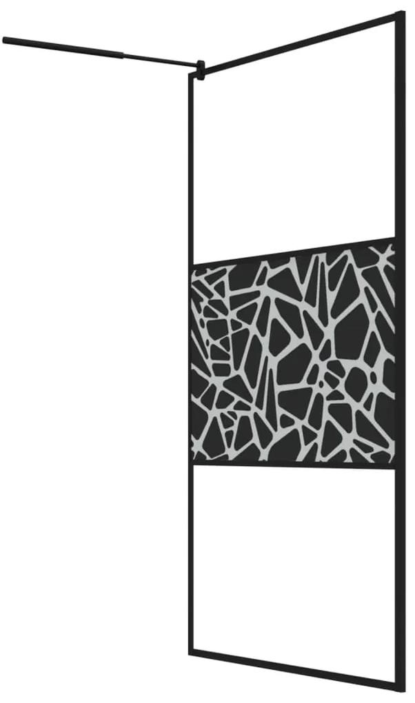 Divisória de chuveiro 115x195cm vidro ESG design pedras preto